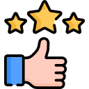 Fourstar rating above a thumbsup hand emoji Four-star rating above a thumbs-up hand emoji.